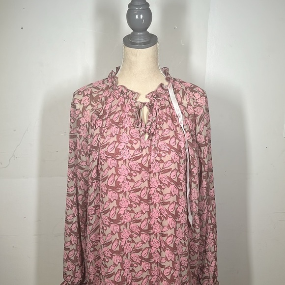 NWT Missguided Tie Neck Double Layered Smock Dress Floral - Picture 12 of 13